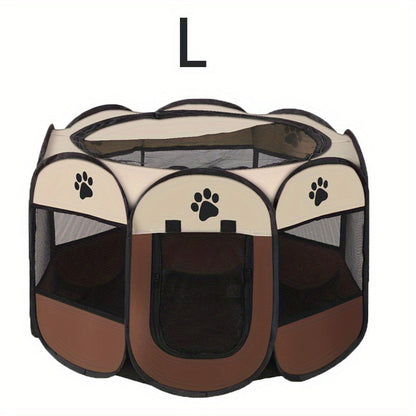 Portable Foldable Pet Playpen with Zipper Gate – 3 Sizes S/M/L Collapsible Mesh Enclosure for Cats, Dogs, Puppies & Kittens, Scratch-Resistant Indoor Outdoor Pet Fence Play Yard