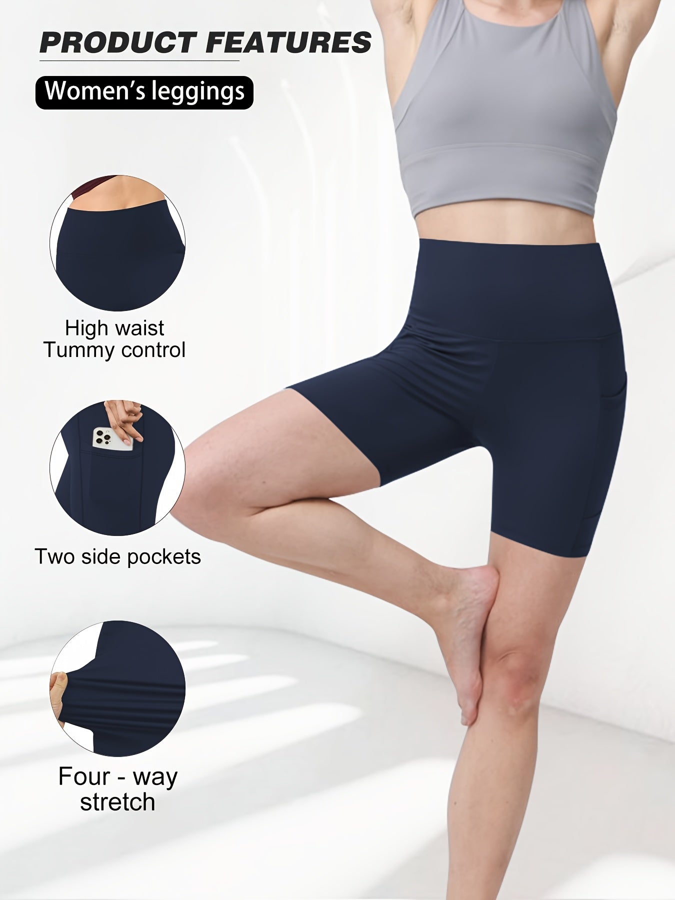 Women's Butt Lifting Yoga Shorts High Waist – Tummy Control Workout Shorts for Gym Fitness Running Cycling – Anti-Chafing Sports Shorts with Inner Safety Lining, Sizes S-XXL