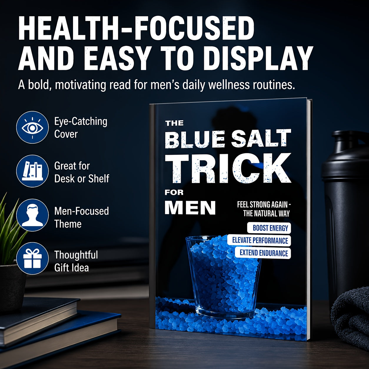 The Blue Salt Trick for Men Book Informational Wellness Lifestyle Guide Daily Habits Handbook Personal Development Self-Help Reading for Adult Men - Practical Gift Idea