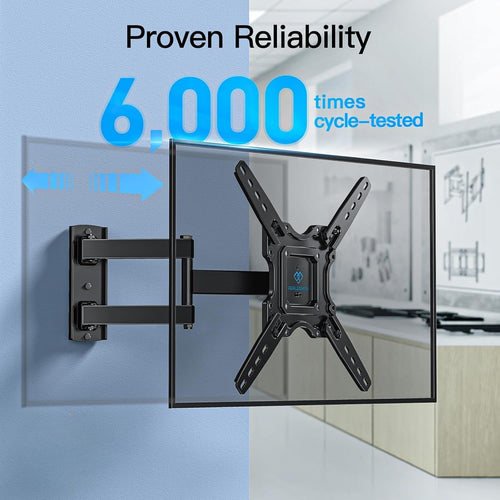 Full Motion TV Wall Mount for 26-60 Inch TVs Up to 77 lbs Swivel Tilt Extension Arm Stainless Steel TV Bracket Max VESA 400x400mm Fits Most Flat Curved Screen TVs