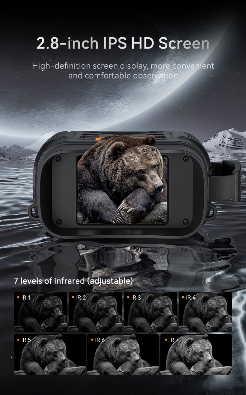 4K Night Vision Binoculars for Adults – 10x Digital Zoom, 2.8" HD Screen, 7-Level IR Illuminator, 12MP Photo & Video, Rechargeable – Perfect for Hunting, Boating & Outdoor Exploration, Gift for Men