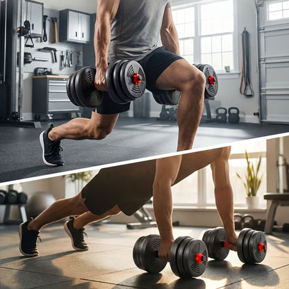 Adjustable Dumbbell Set 22 lb & 44 lb – 3-in-1 Quick-Adjust Free Weights for Home Gym, Strength Training, Full-Body Workouts, Space-Saving Compact Fitness Equipment for Men & Women