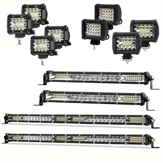 LED Work Light Bar Kit for Off-Road Truck Jeep SUV UTV ATV Tractor – 22" & 10" Light Bar + 4" LED Pods, 2000-3000 Lumens, 12-24V, No Battery Required, Multiple Configurations