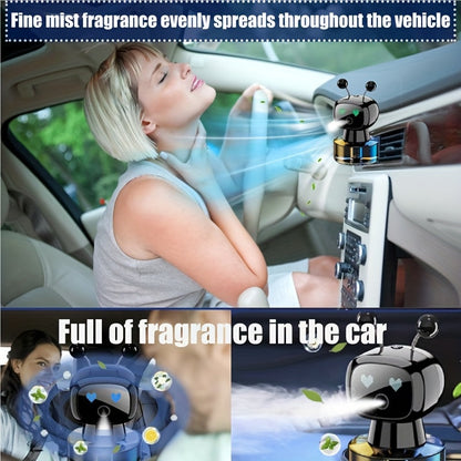 Robot Smart Car Air Freshener USB Rechargeable Auto Spray AI Expression Display 4 Scent Levels – Automatic Fragrance Diffuser Car Decoration Gift Black Blue Red Green