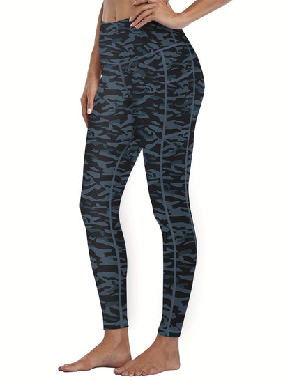 5-Piece Women's Printed Compression Yoga Pants – 7/8 Nine-Point Fitness Running Leggings with Leopard Camo & Solid Patterns, High-Waist Athletic Tracksuit Bottoms for Gym Workout, S-XXL