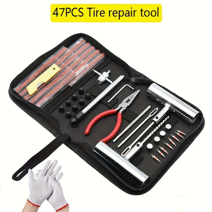Tire Repair Tool Kit 47 58 104 116pcs Industrial Hand Tool Set Durable No Battery Required for Cars Motorcycles Trucks Tractors Trailers Automotive Maintenance Essentials