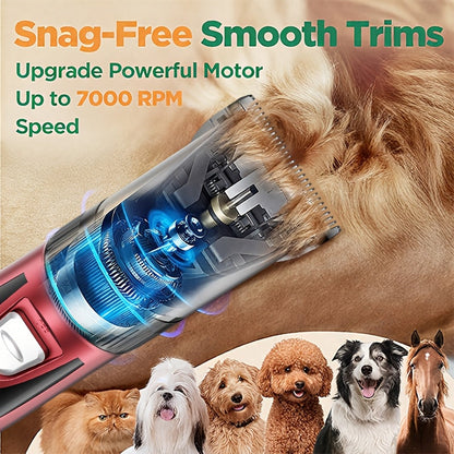 Dog Grooming Kit Wireless Low-Noise Electric Clippers – Rechargeable Lithium Battery, Thick Fur Trimmer with Scissors & Comb for Small & Large Dogs and Cats, Multiple Bundle Options