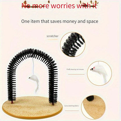 Cat Arch Self-Grooming Massage Toy – Interactive Scratch, Rub & Groom Tool for Cats & Kittens, Plastic Bristle Arch, 13 Inch, Stress Relief & Entertainment for Indoor Cats