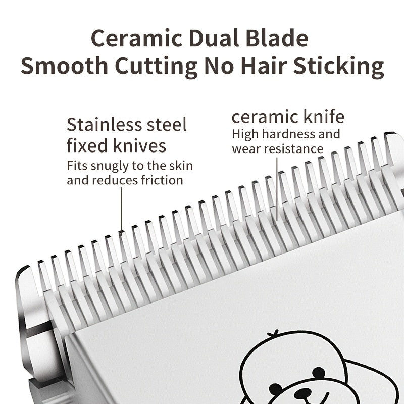 Rechargeable Cordless Pet Grooming Clippers with LED Display - Professional Wireless Dog Hair Trimmer, Detachable Blades, 4 Comb Guides, Low Noise 36V USB Charging, for Dogs Cats Small Animals