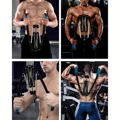 Hydraulic Arm Trainer – 22-440 lbs Adjustable Resistance, 20 Levels, Carbon Steel Foldable Home Gym Equipment for Chest Shoulder Back Multi-Muscle Workout, Non-Slip Handle