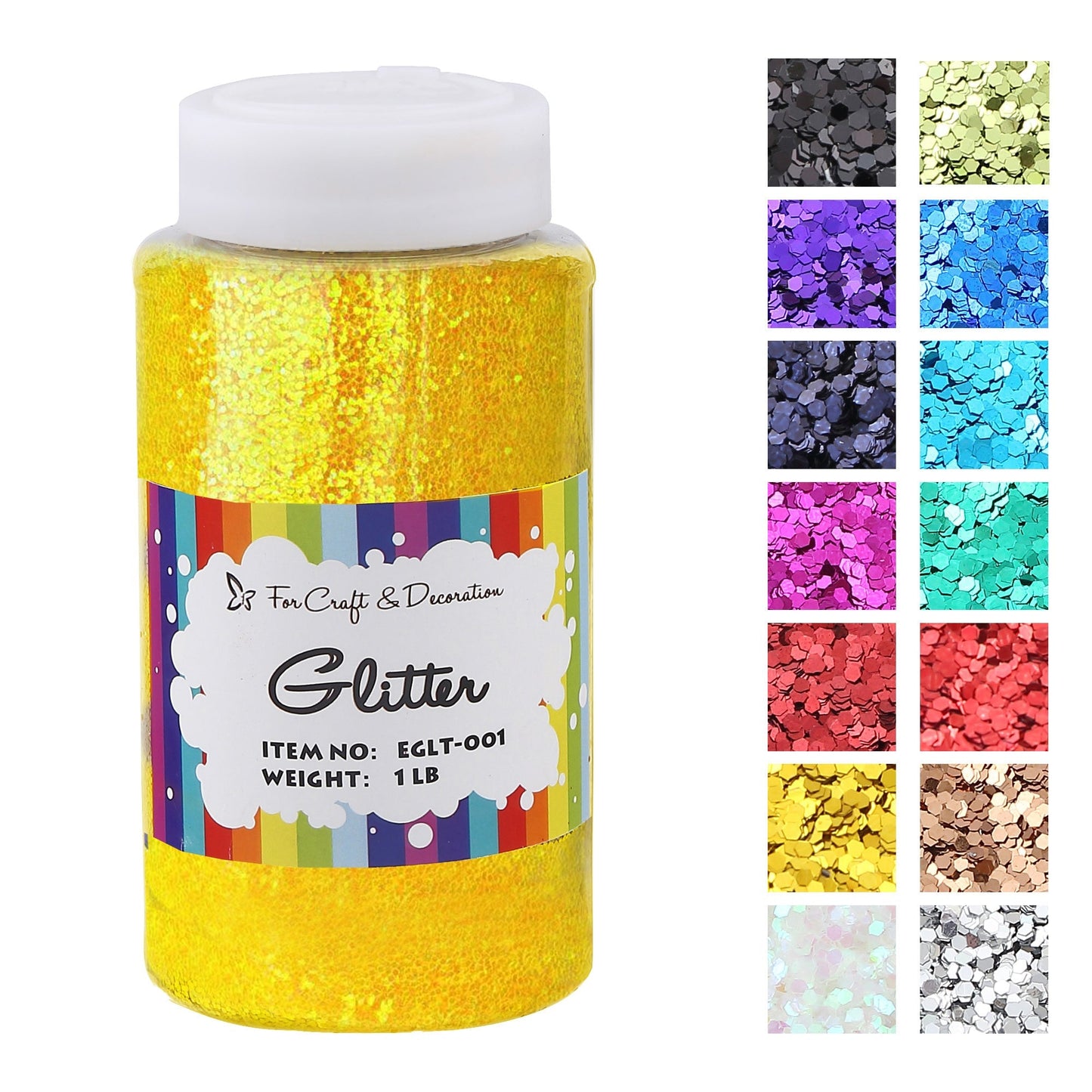 1lb Craft Glitter Powder in 19 Colors – Fine, Ultra Fine & Chunky Glitter with Shaker Top for Tumblers, Resin, Scrapbooking & DIY Crafts, Bulk Glitter for Kids & Adults