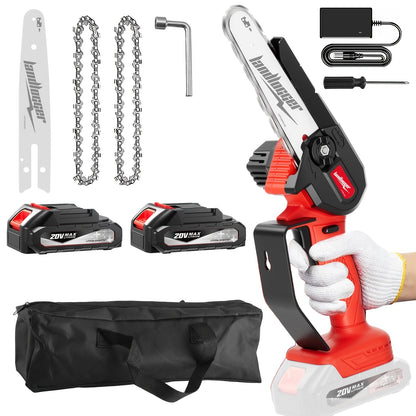 Mini Chainsaw Cordless 6 Inch Battery Powered Electric Chainsaw with Safety Guard Adjustable Chain Ergonomic Grip for Tree Trimming Branch Cutting Yard Work - Gift for DIY Home Garden Outdoor