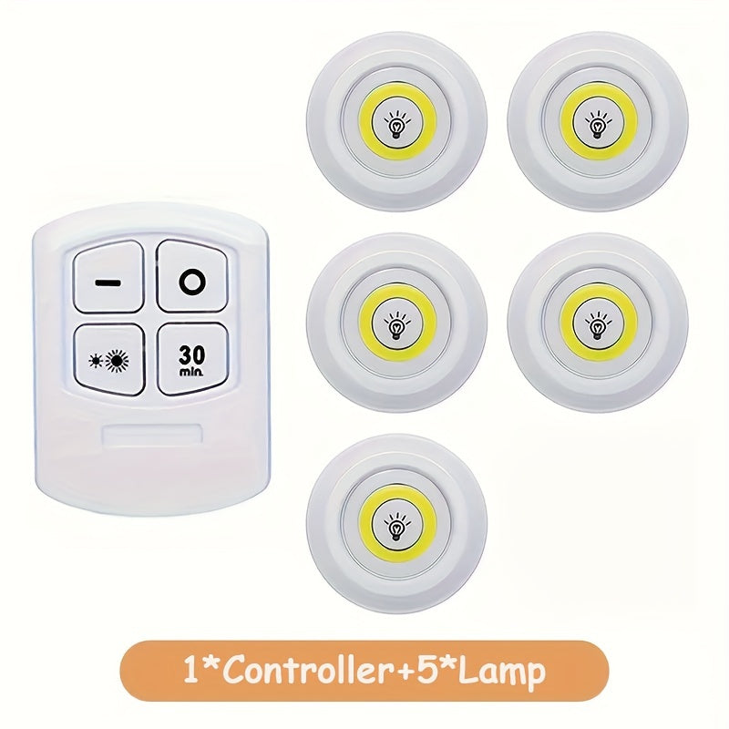 5 Pack LED Wireless Night Lights Remote Control Magnetic Adhesive Battery Operated for Cabinet Hallway Bathroom Bedroom Kitchen Stairs Home Decoration Easy Setup
