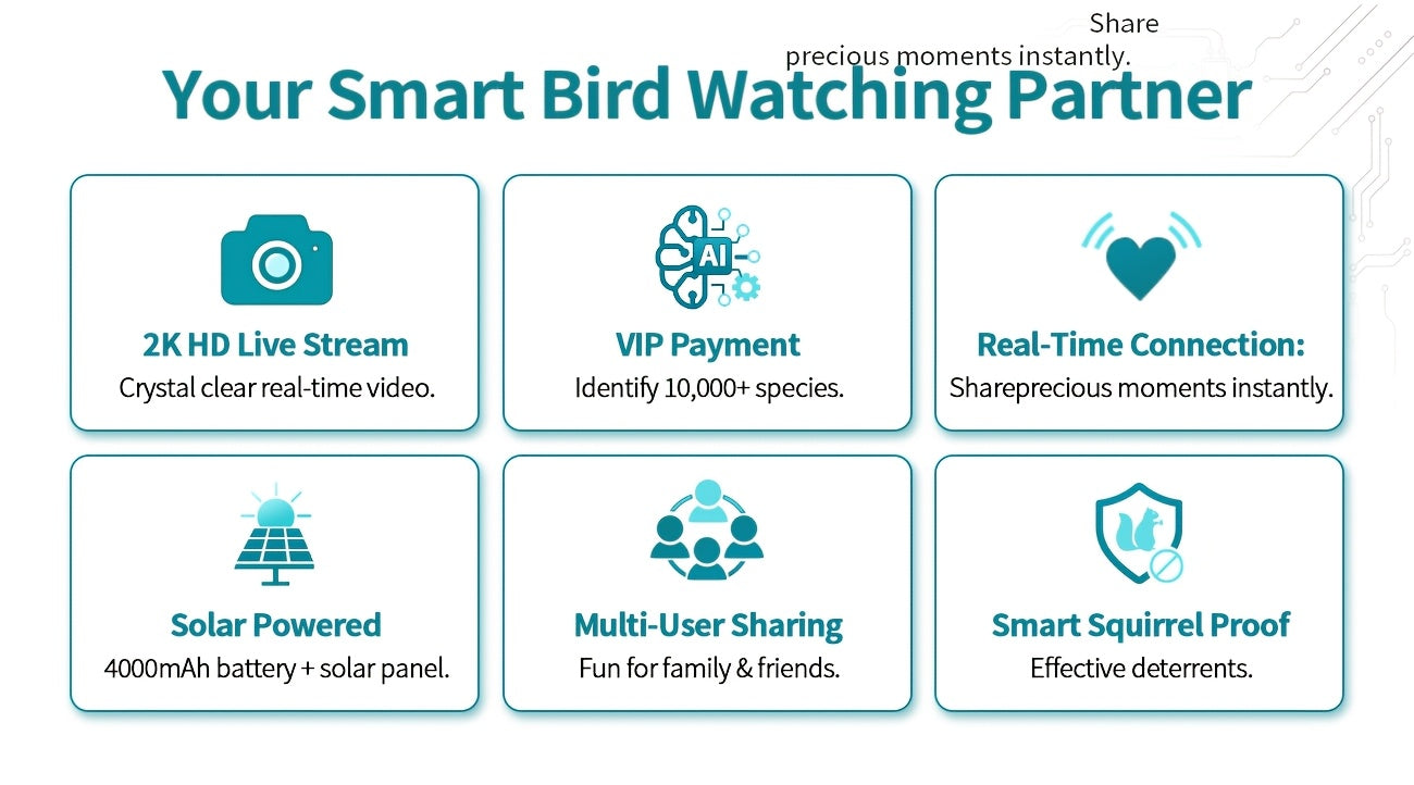AI Smart Bird Feeder with Camera Solar Powered – 4MP 2K HD, Bird Species Identification, Motion Detection, Squirrel-Proof, IP66 Weatherproof, App Remote Monitoring, Gift for Bird Lovers