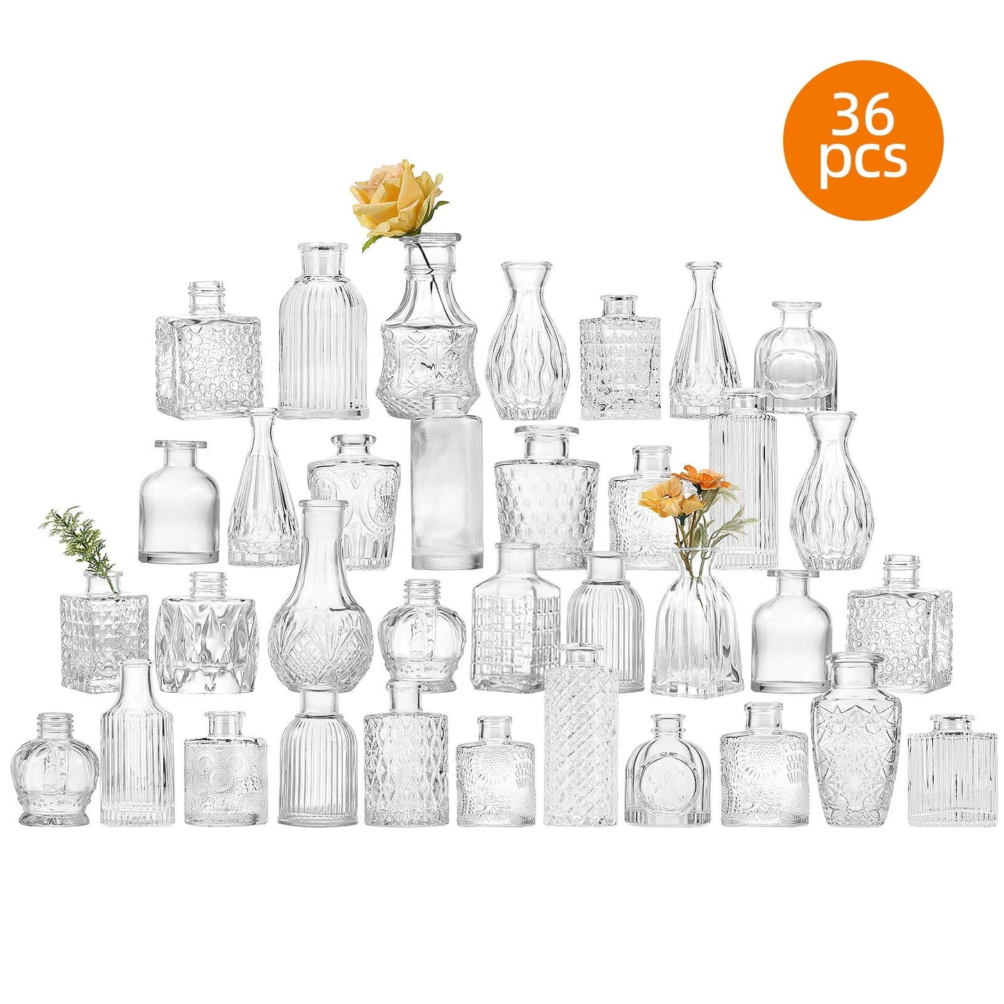 Glass Bud Vase Set of 18, Small Clear Glass Vases for Flowers, Mini Flower Vases in Bulk for Wedding Centerpieces, Rustic Home Table Decor, Dried Flowers, Floating Candles – Mother’s Day & Holiday Gift