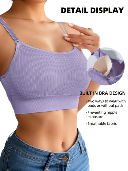6Pcs Women's U-Back Sports Bra Set with Adjustable Straps & Removable Padding – Comfortable Wireless Workout Bras for Yoga, Gym & Everyday Wear, Mixed Colors, Sizes S-XL