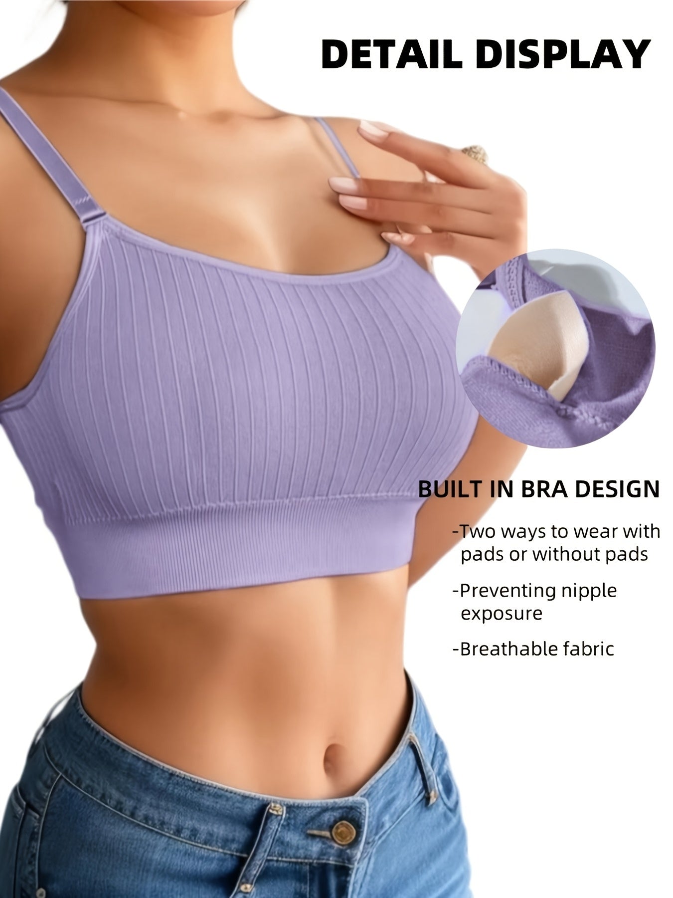 6Pcs Women's U-Back Sports Bra Set with Adjustable Straps & Removable Padding – Comfortable Wireless Workout Bras for Yoga, Gym & Everyday Wear, Mixed Colors, Sizes S-XL