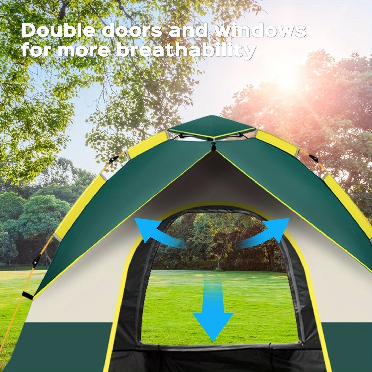 SKYNEST Automatic Instant Setup Camping Tent 1-3 and 3-4 Person All-Season Windproof Lightweight Tent Dual Doors Mesh Windows for Camping Hiking Hunting Travel Outdoor Shelter Green Beige