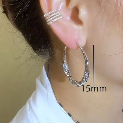 925 Sterling Silver Oversized Hoop Earrings for Women – Minimalist Large Round Hoops, Vintage Elegant Daily & Party Fashion Jewelry Gift for Her