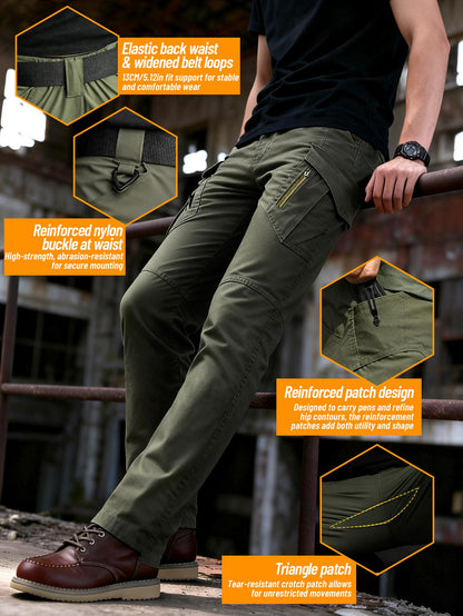 IX9 Men's Tactical Cargo Pants Slim Fit – Quick-Dry Breathable Tear-Resistant Multi-Pocket 3D Cut Outdoor Work Pants for Hiking Camping Climbing Fishing S-XXXL