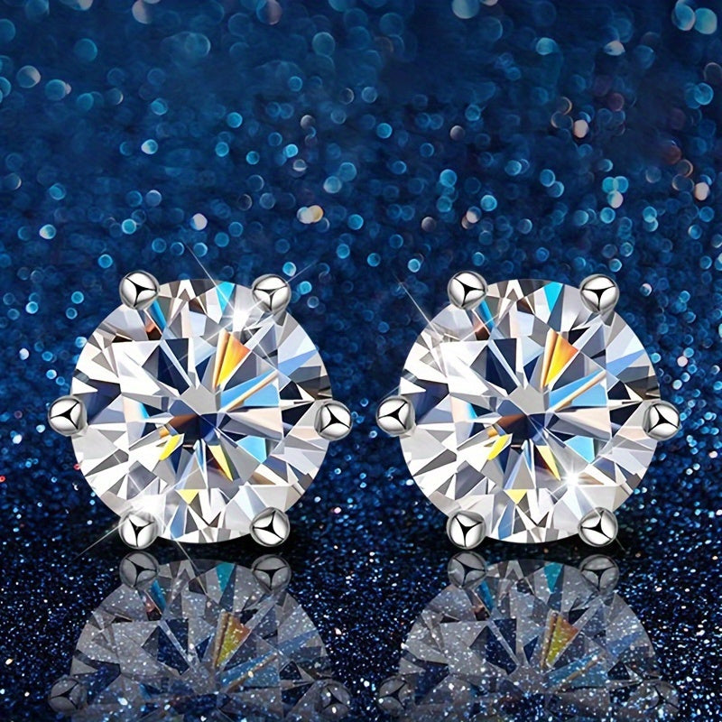 Moissanite Stud Earrings for Women S925 Sterling Silver – 0.5CT 1CT 2CT 3CT Vintage Style Diamond Alternative Earrings in Gold Silver Elegant Jewelry Gift