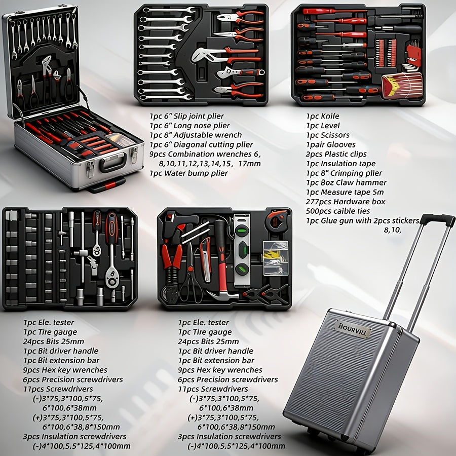 52-Piece Professional Tool Set - Chrome Vanadium Steel, Portable Toolbox for Home & Car Repair, Multi-Function DIY Hand Tool Kit for Enthusiasts & Professionals, Great Gift for Men