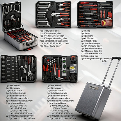 52-Piece Professional Tool Set - Chrome Vanadium Steel, Portable Toolbox for Home & Car Repair, Multi-Function DIY Hand Tool Kit for Enthusiasts & Professionals, Great Gift for Men