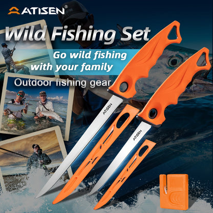 Fishing Knife Set 7/23/104/107 Piece – Stainless Steel Fillet Boning & Gutting Knives with Line Cutter, Camping Cutting Carving Tool Kit, Perfect Fisherman Gift for Men