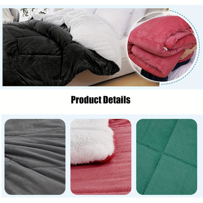 All Season Comforter Thick Soft Quilted Box Stitch | Ultra Breathable Machine Washable Down Alternative Duvet | Twin Full Queen King | Autumn Winter Spring Bedding | Rouge Black Grey Blue Green