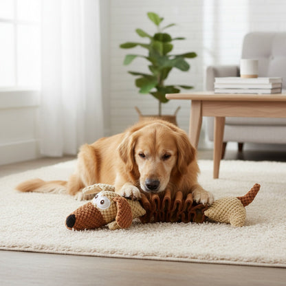 Large Squeaky Crinkle Dog Toy – Extendable 15.7" to 19.7" Plush Pull & Tug Bite Toy with Crinkled Paper Filling for Small Medium Large Dogs, Interactive Fetch & Chew Toy, No Battery Needed