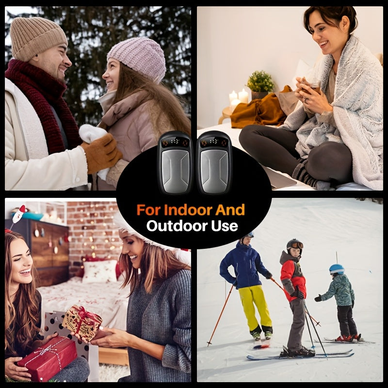 2 Pack Rechargeable Hand Warmers with COB Flashlight & Magnetic Base – 12Hr Heat, Portable Electric Pocket Warmer, Christmas Gift for Women Men Outdoor Winter