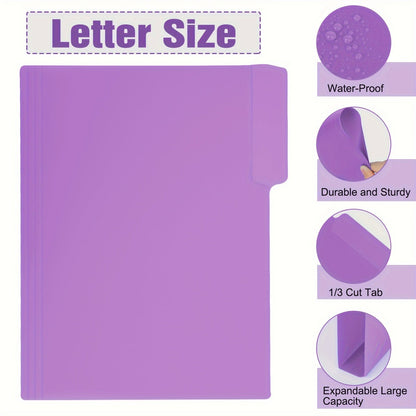 Plastic Manila Folders 27/54 Pack – 9 Colors Heavy Duty Poly Filing Folders, Letter Size 1/3 Cut Tab, Back to School Classroom Organization for Office, Teachers & Students
