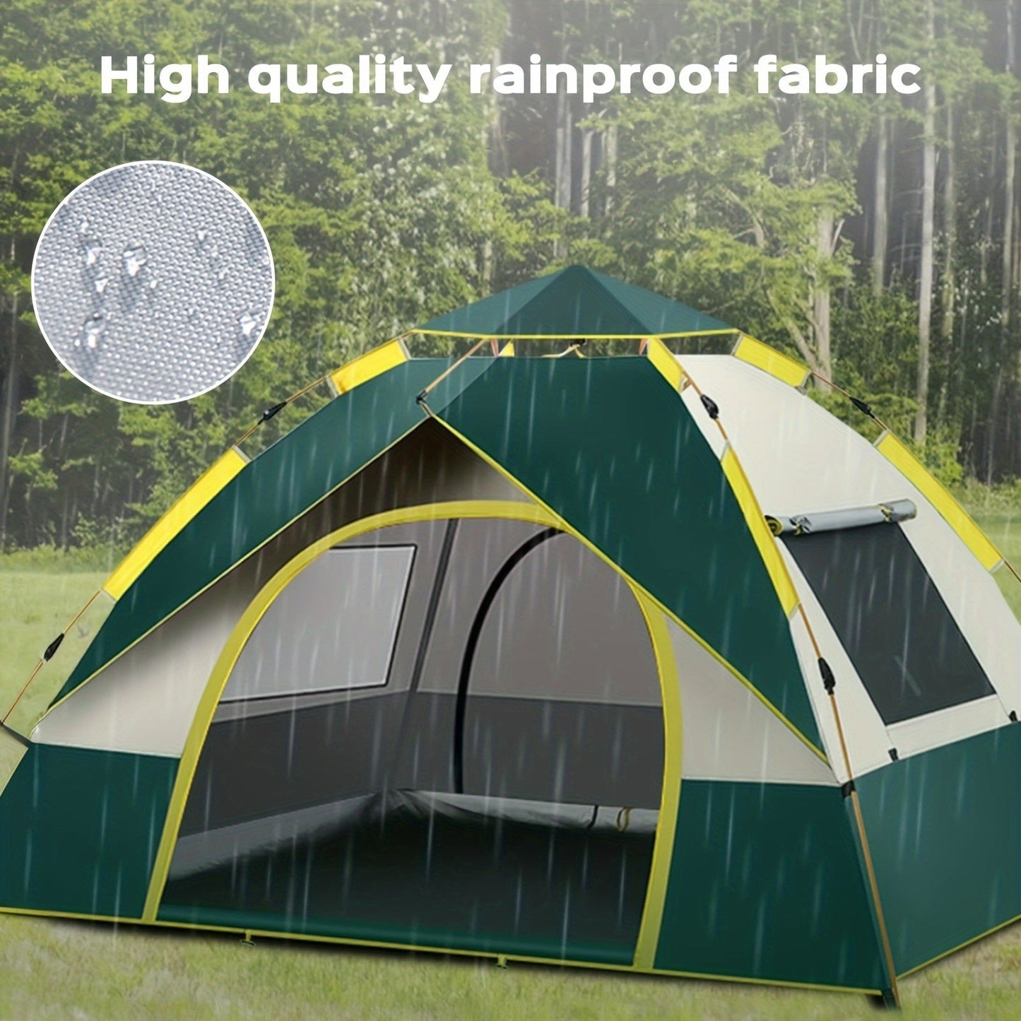 SKYNEST Automatic Instant Setup Camping Tent 1-3 and 3-4 Person All-Season Windproof Lightweight Tent Dual Doors Mesh Windows for Camping Hiking Hunting Travel Outdoor Shelter Green Beige