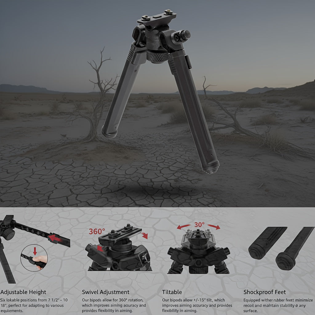 MAG M-LOK Bipod – Lightweight Aluminum Alloy Foldable Bipod for Hunting & Shooting, Quick-Release Folding, Non-Slip Rubber Feet, Black & Flat Dark Earth, Compatible with M4 AR15 M-LOK Handguards