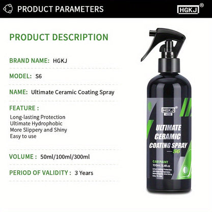 Ceramic Car Coating Spray – High-Gloss Paint Protection & Coating Renewal Agent, Fast-Acting Multi-Functional Ceramic Shield Spray for Car, Truck & SUV Paint, Glass & Trim