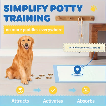 Super Absorbent Pet Pee Pads 23.62" x 23.62" – Bulk 50 to 400 Count Leak-Proof Disposable Training Pads for Dogs, Puppies, Cats & Rabbits, Odor Control, Great Value Pack
