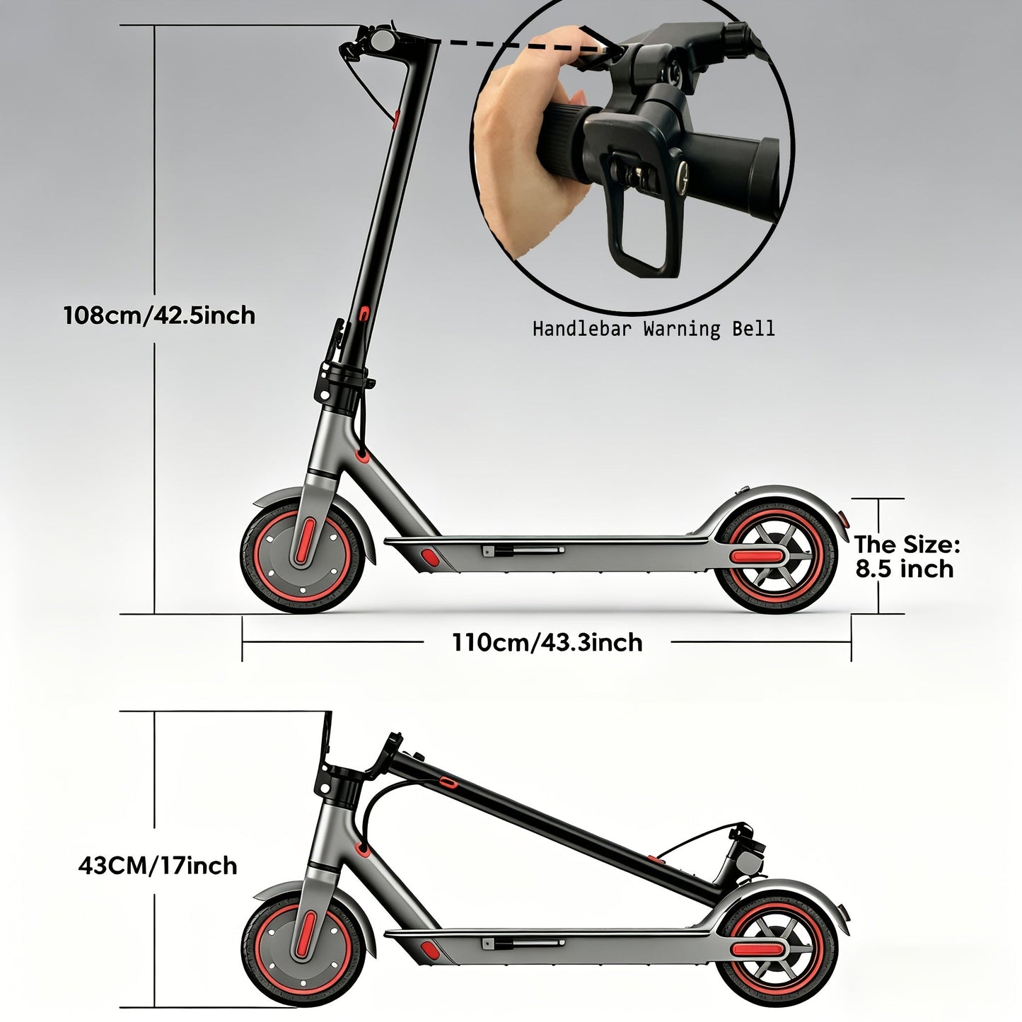 Electric Scooter for Adults 350W/500W Motor Foldable E-Scooter 19MPH Long Range 19 Miles Anti-Skid Solid Tires LCD Display Dual Brake Commuting Scooter with LED Lights Adjustable Speed
