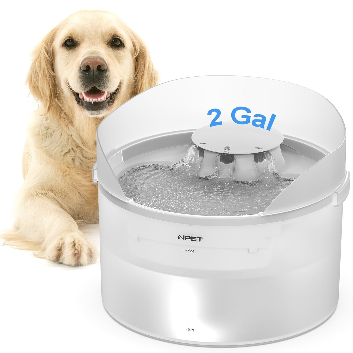 Large Dog Water Fountain 5L & 8L with Triple Filtration System, Automatic Pet Water Dispenser with Splatter Guard & Cleaning Kit for Large Dogs and Multiple Pets – Quiet Pump, No Battery Needed