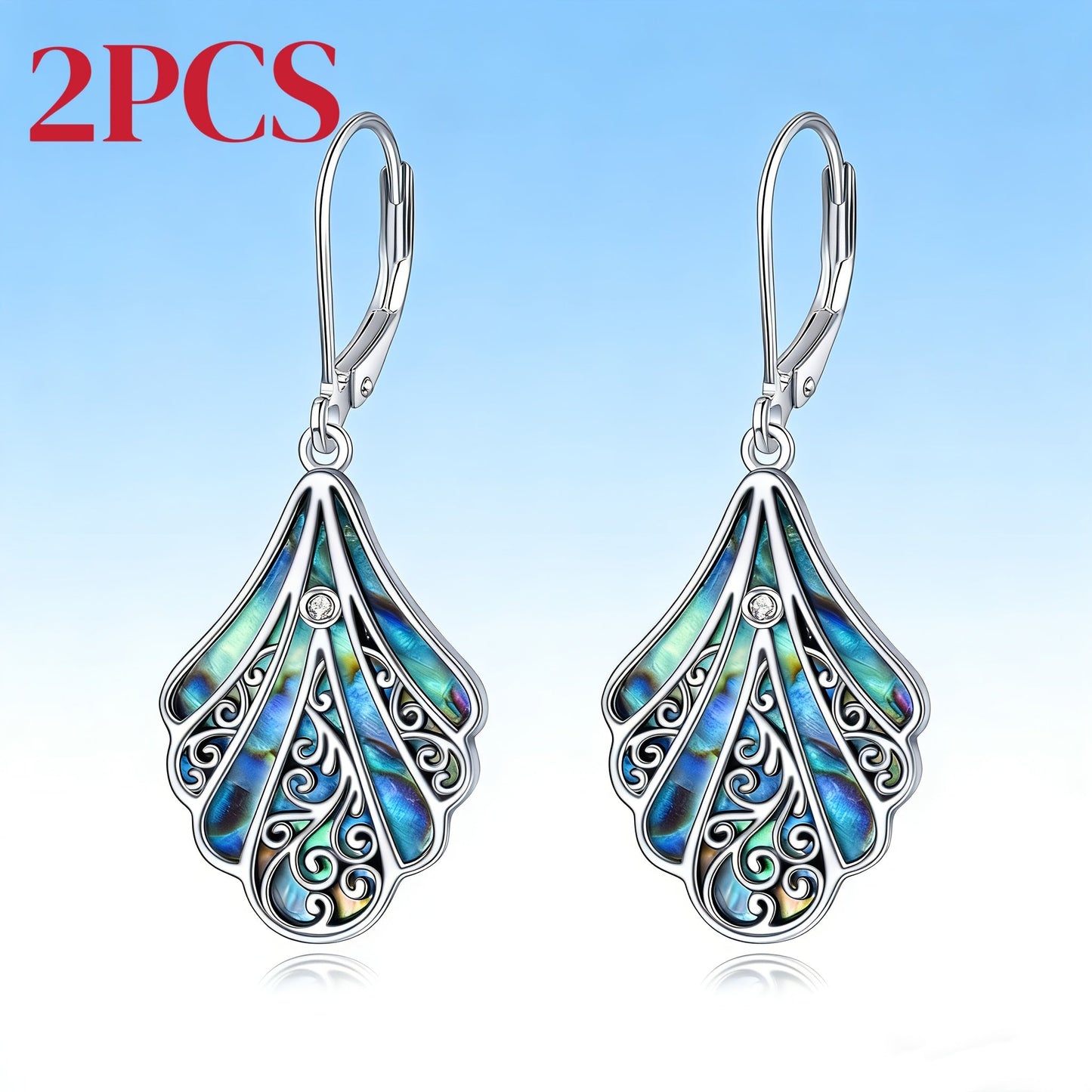 925 Sterling Silver Abalone Shell Dangle Earrings – Hypoallergenic Boho Drop Earrings for Women, Openwork Vintage Design, Iridescent Shell Inlay, Gift for Mother's Day & Valentine's Day
