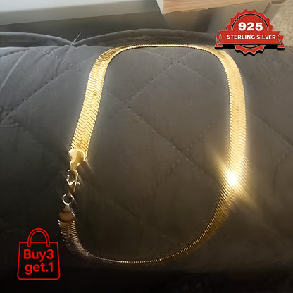 925 Sterling Silver Flat Snake Chain Necklace & Bracelet – 2D Sleek Stackable Design, Multiple Lengths, Gift Box Included, Perfect for Valentine's Day, Holidays & Everyday Layering