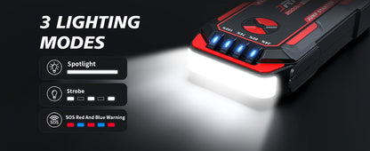 Portable Car Jump Starter 2500A Peak | 8000mAh-10000mAh 12V Battery Booster Pack, Up to 30 Starts, USB Charging Ports & LED Flashlight – Fits Gas 7.0L & Diesel 8.0L Engines, Trucks, SUVs, Motorcycles
