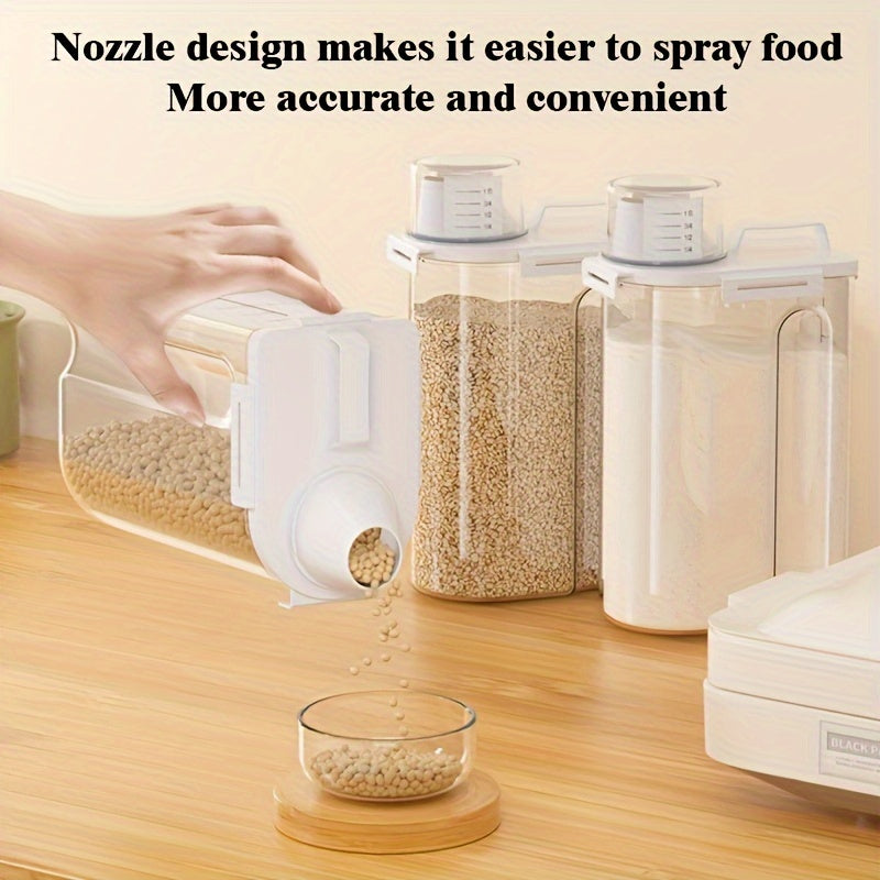 Rice Storage Container 4 Pack 5 Pound Airtight Dry Grain Dispenser with Flip-Top Seal & Pouring Port - Thickened Transparent Plastic Kitchen Food Storage Box for Flour, Cereal, Snacks, Beans