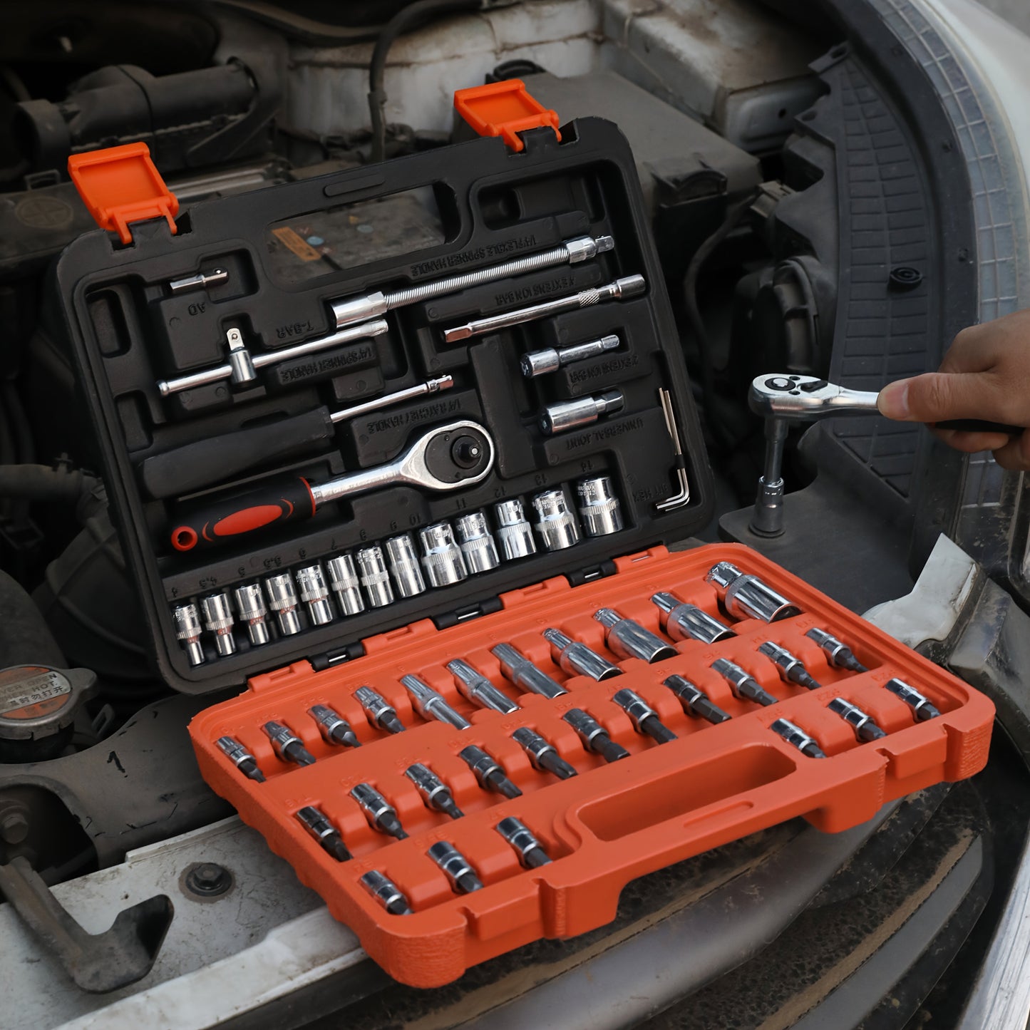 Impact Socket Set 3/8" Drive CR-V Steel – 50 to 999 Piece Ratchet Kit with Adapter, Common SAE & Metric Sizes for Auto Repair, DIY Home Projects & Professional Mechanics