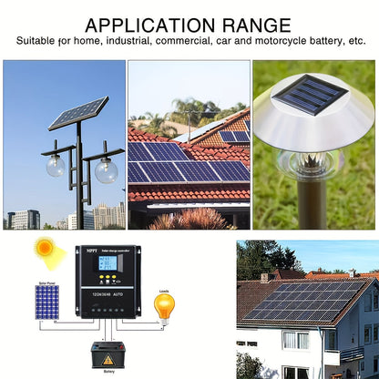 100A MPPT Solar Charge Controller with LCD Display & Auto Tracking - Compatible with Lead-Acid, Lithium & LiFePO4 Batteries, for Off-Grid Solar Systems, RV, Boat & Home