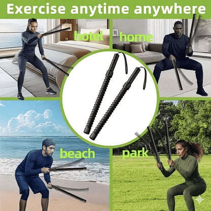 Ropeless Battle Ropes 2-Pack – Cordless Portable Weighted Workout Ropes for Home Gym HIIT Cardio Full Body Training Arms Shoulders Core Legs Exercise Equipment for Adults Beginners