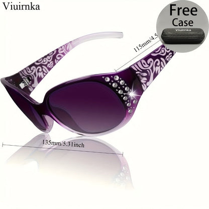 Rhinestone Cat Eye Sunglasses for Women – Floral Embellished UV Protection Shades, Lightweight Frames for Beach, Driving, Outdoor, Street Style & Vacation, Trendy Fashion Eyewear Gift