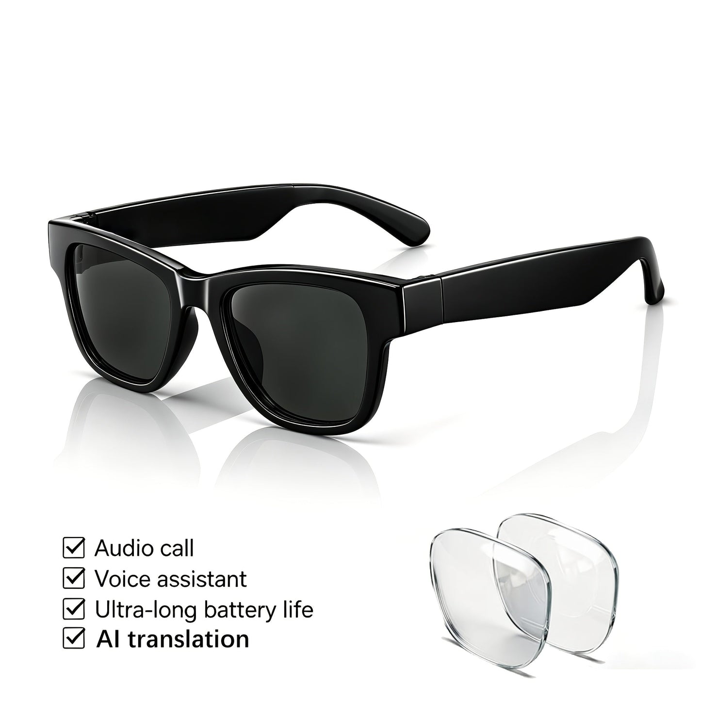 AI Smart Glasses with Real-Time 160-Language Translation, GPT Chat Assistant, Bluetooth 5.2 Audio, Hands-Free Calling, Music Playback, Photochromic & Anti-Blue Light Lenses – Unisex Wearable Tech