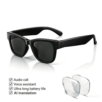 AI Smart Glasses with Real-Time 160-Language Translation, GPT Chat Assistant, Bluetooth 5.2 Audio, Hands-Free Calling, Music Playback, Photochromic & Anti-Blue Light Lenses – Unisex Wearable Tech
