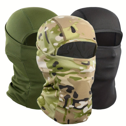 3 Pack Men's Balaclava Face Mask Windproof Moisture-Wicking Breathable Polyester Ski Hood for Outdoor Sports Cycling Fishing Hiking Hunting – Camouflage & Solid Colors All-Season Headwear