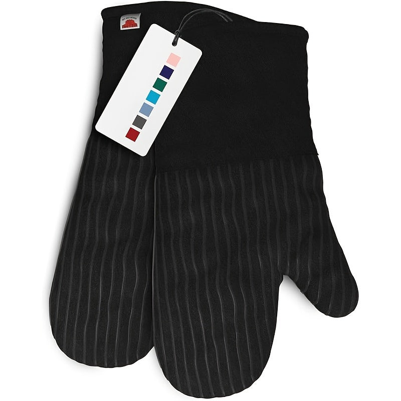 Oven Mitts and Pot Holders Set 6 Piece Heat Resistant Non-Slip Silicone Kitchen Gloves for Baking BBQ Cooking – Includes 1 Pair Mitts & 4 Pot Holders